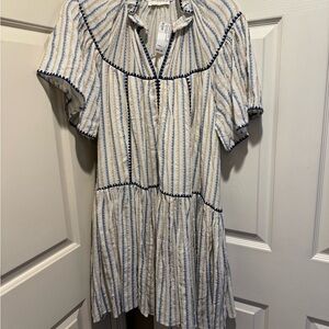 Karlie Navy and Cream Striped Mini Dress